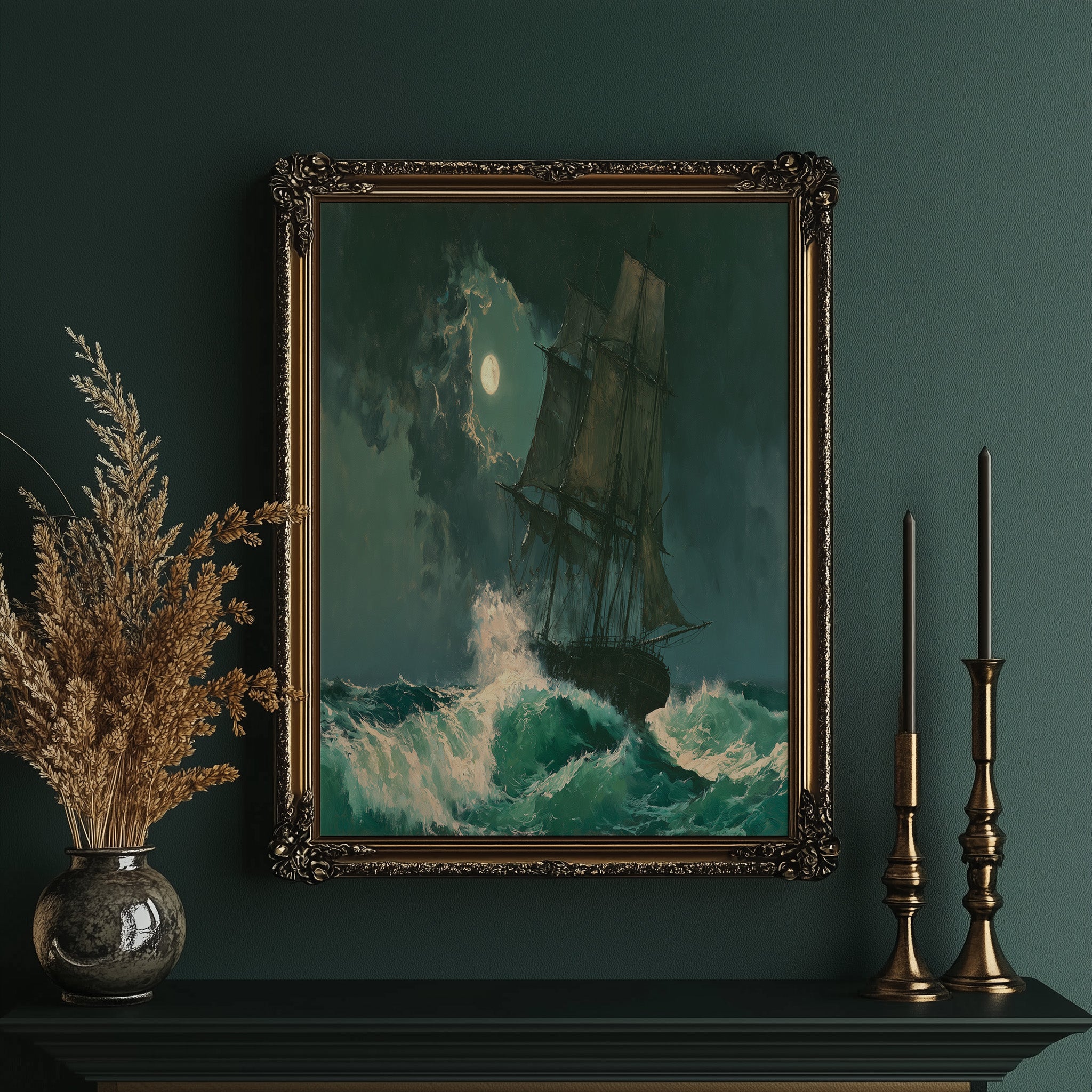 Ghost Ship Under Moonlight