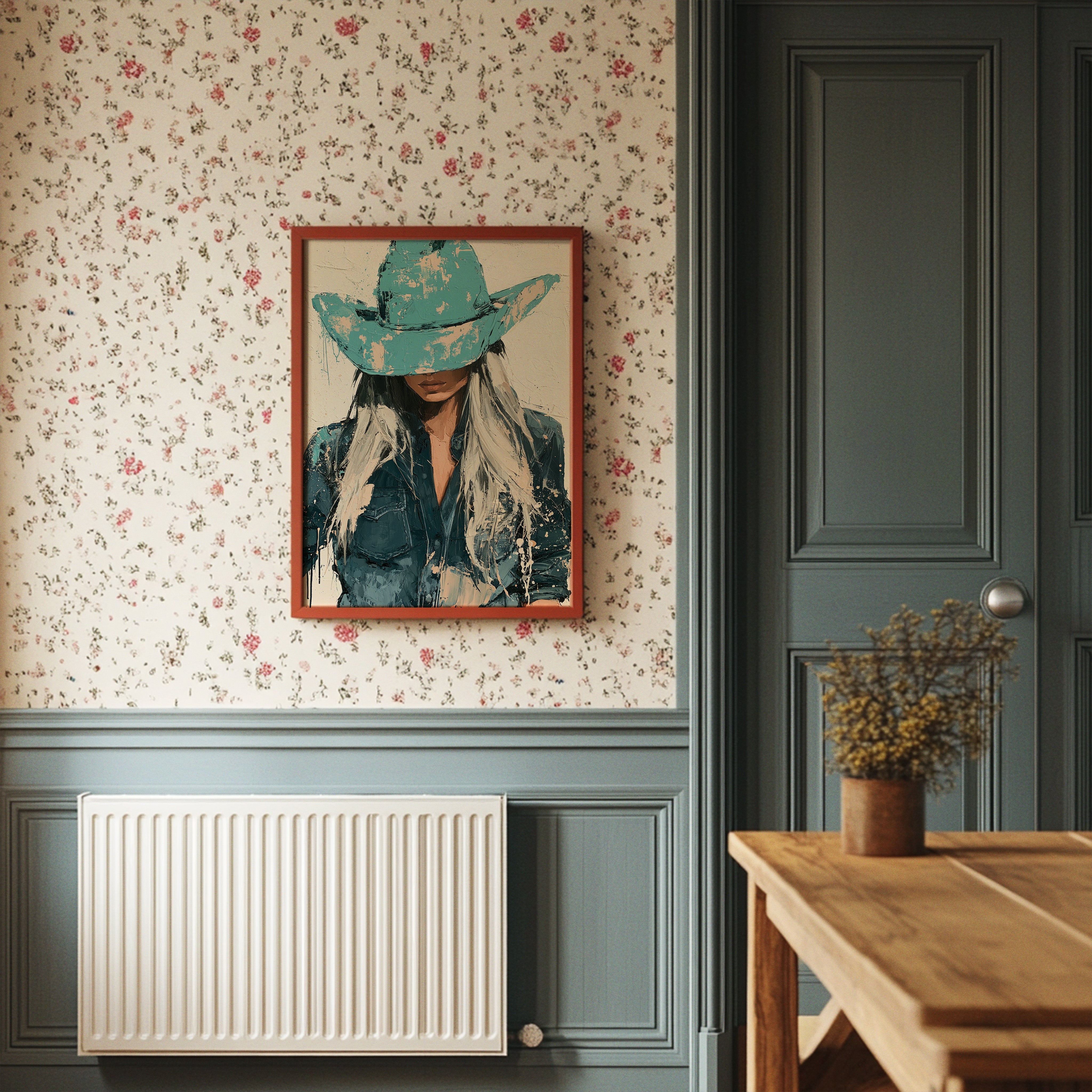 Turquoise Hat Cowgirl Portrait