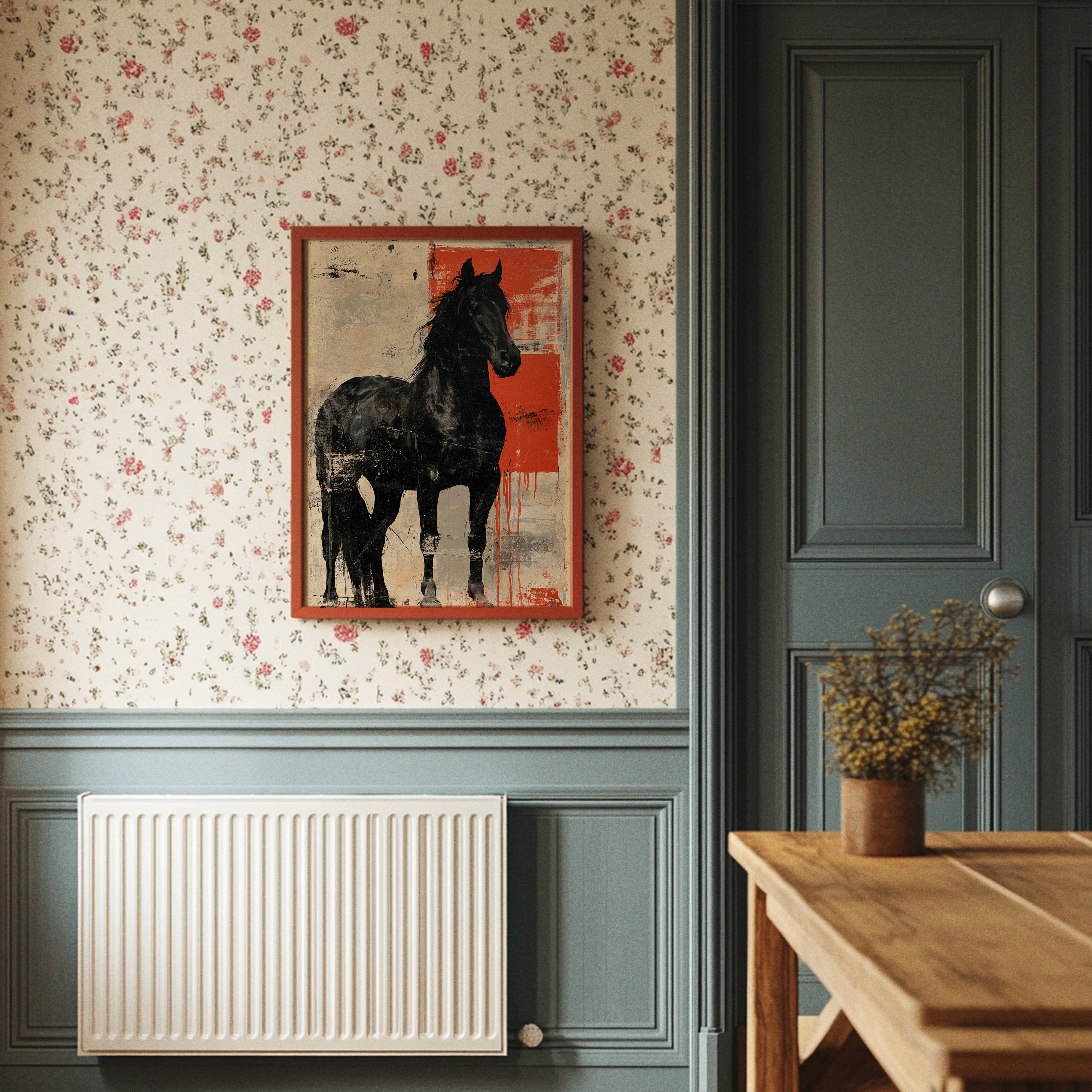 Black Stallion, Red Canvas