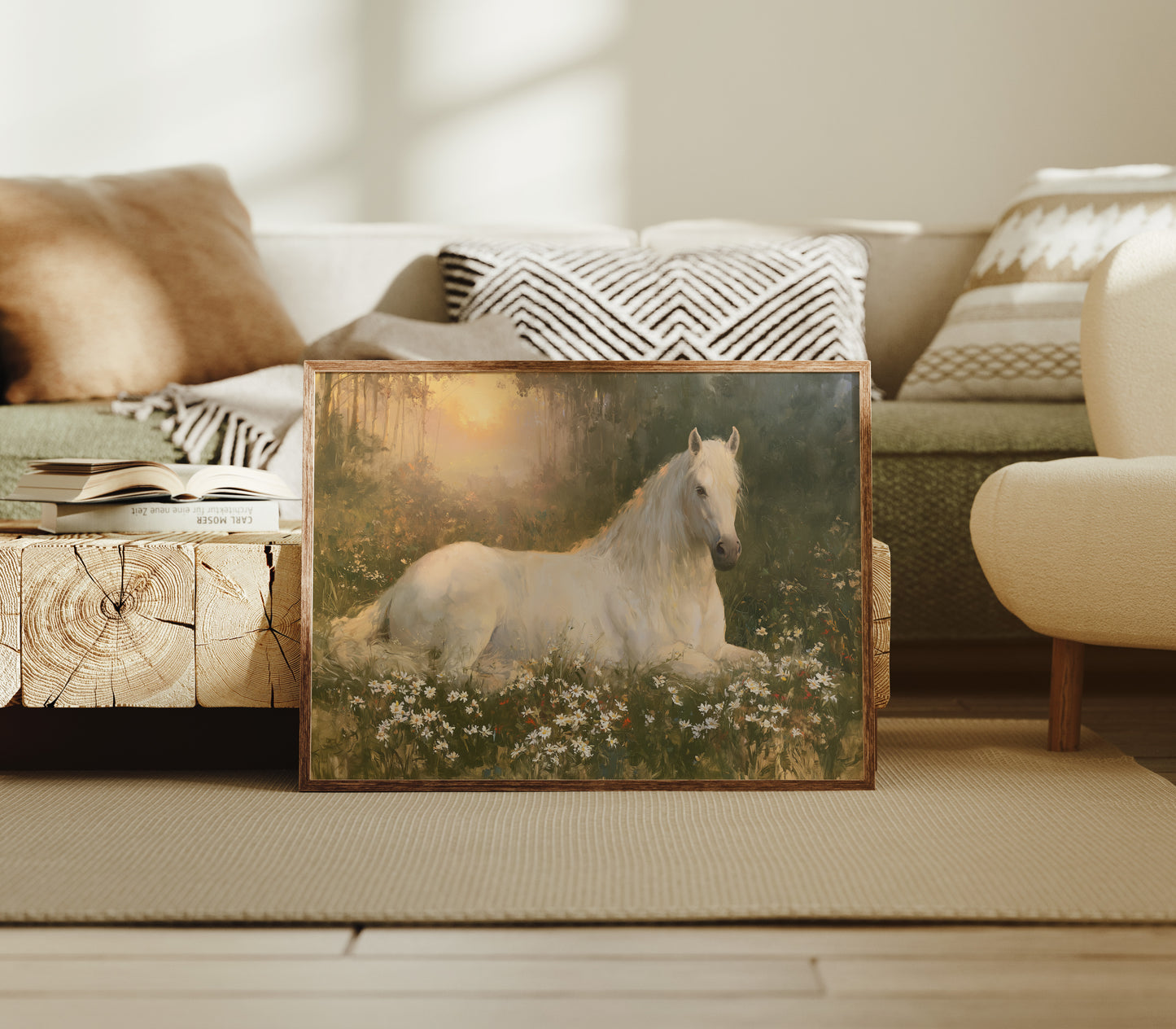 Daisies And A Quiet Horse