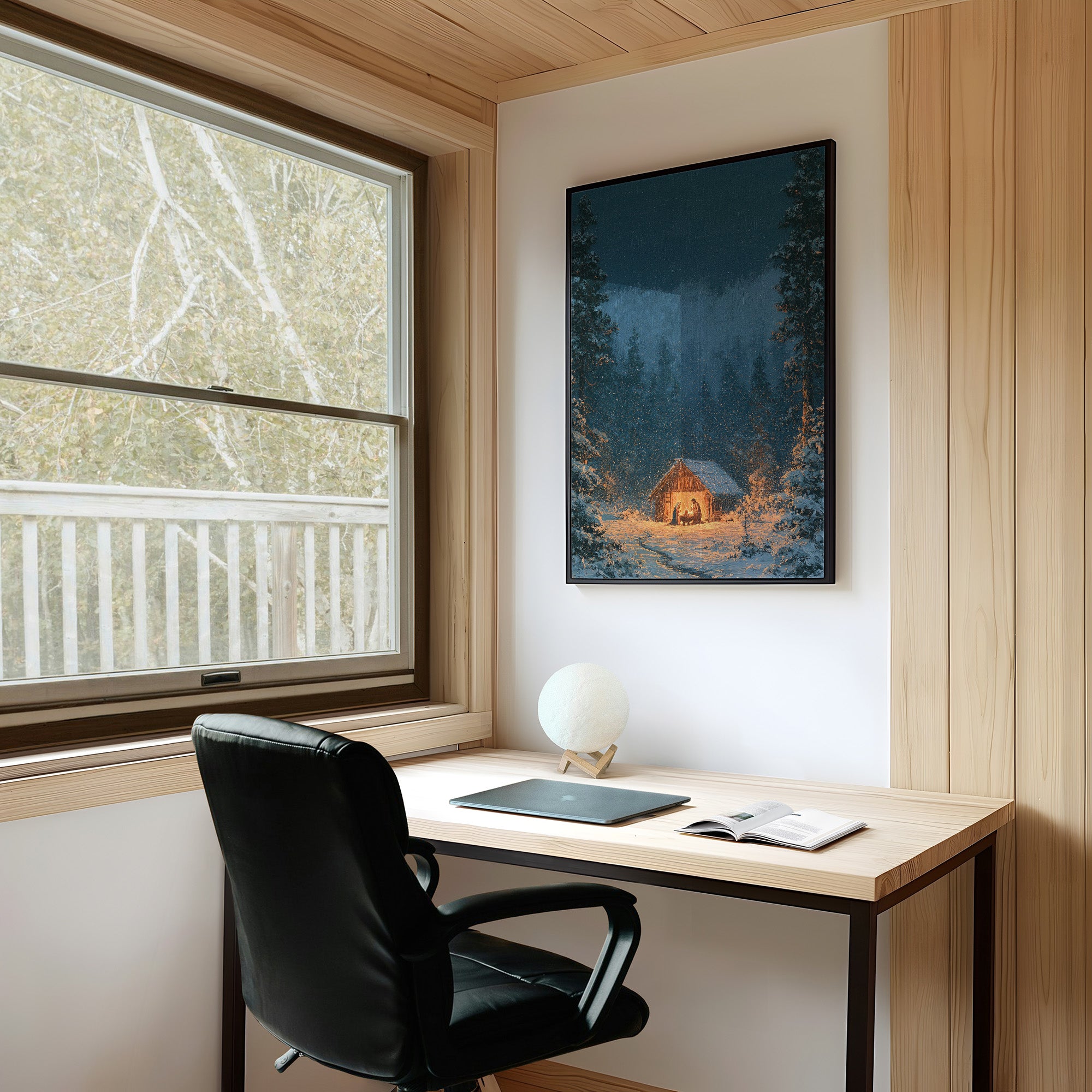 Manger in the Snowy Pines