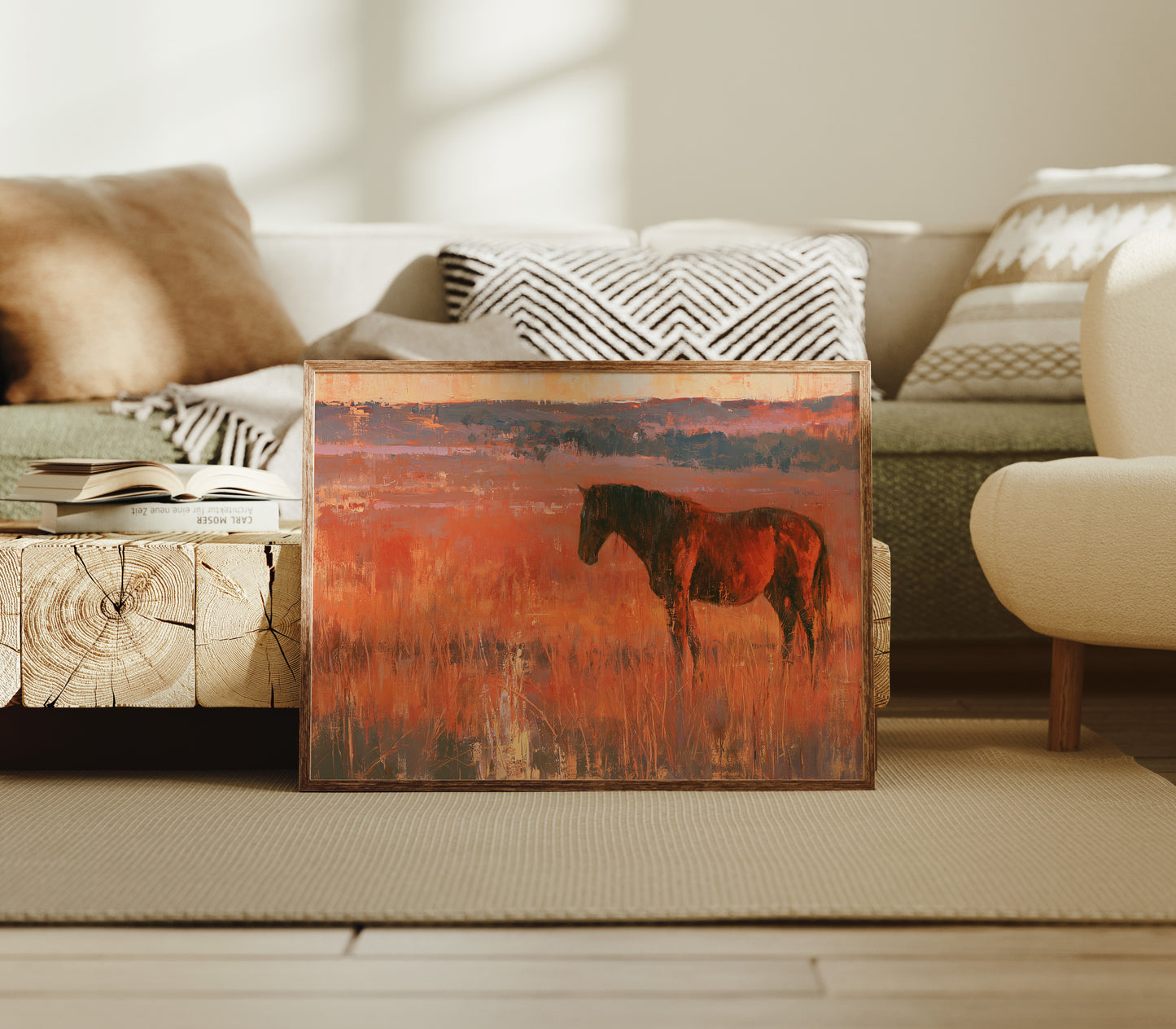 Grazing Horse, Crimson Dusk