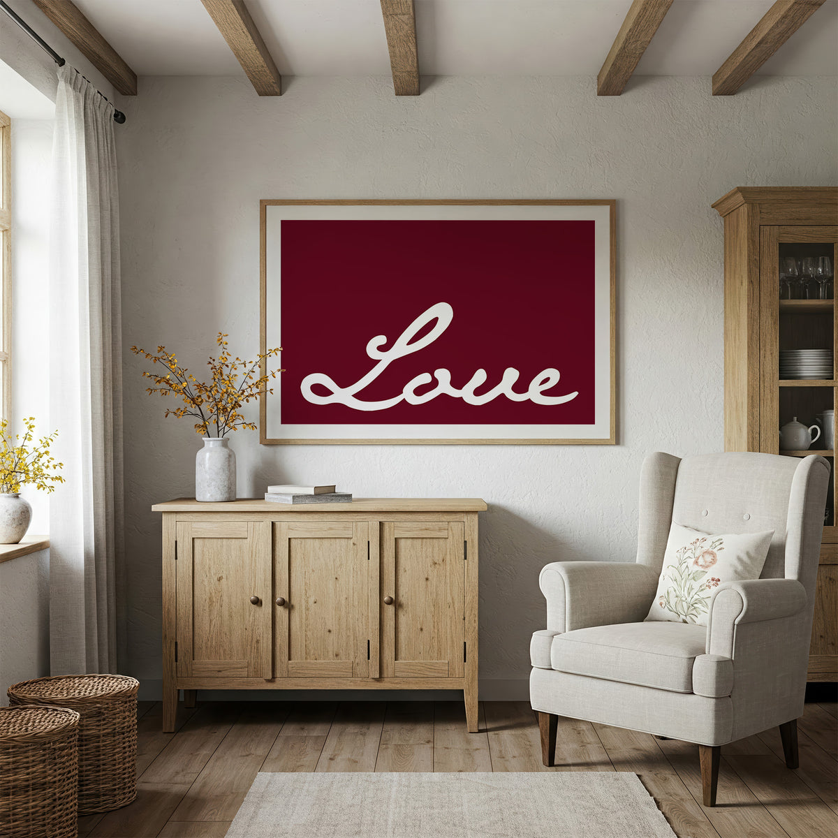 Bold Cursive Love in Burgundy