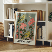 Greenfinches by Moonlit Blooms