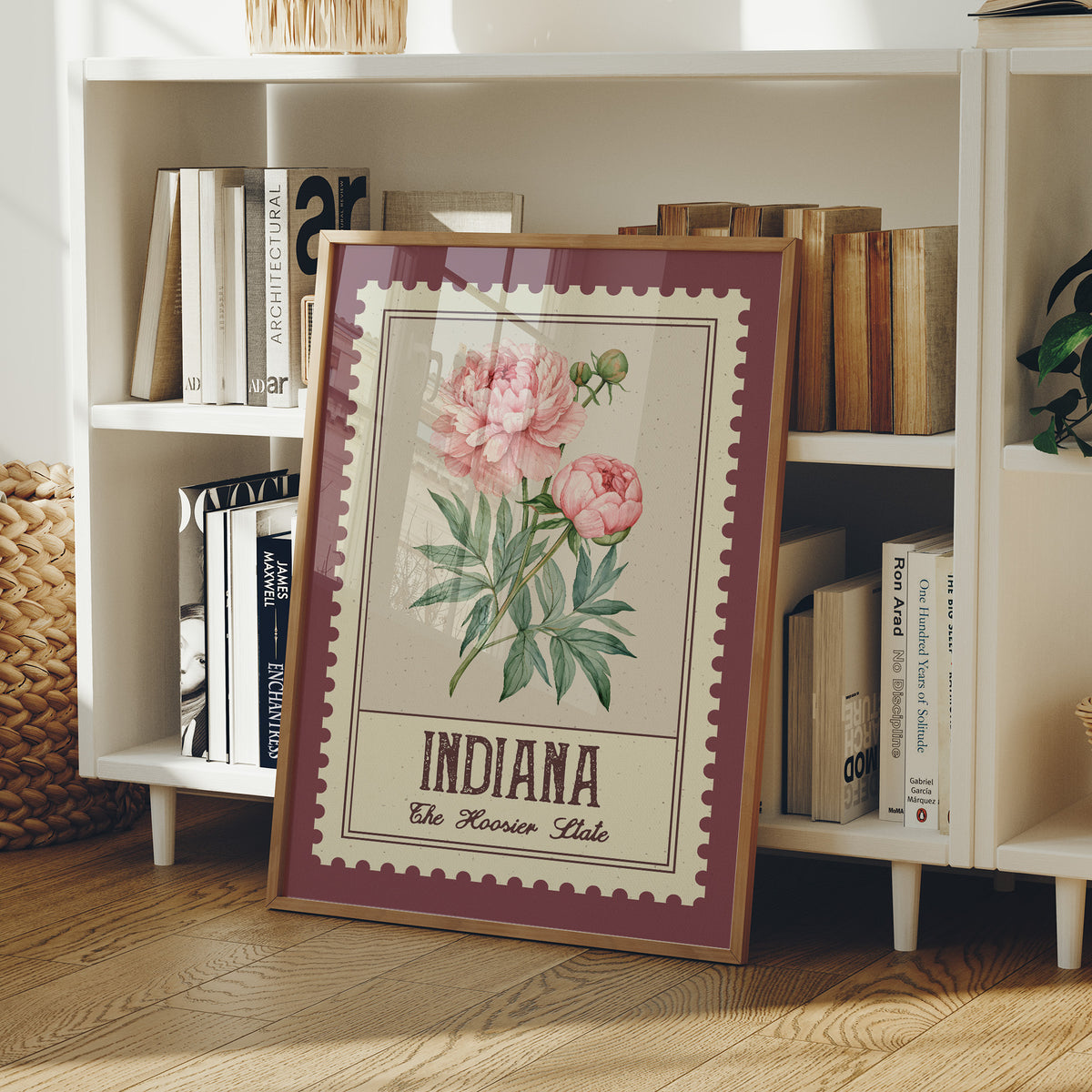 Indiana Peony Watercolor Stamp