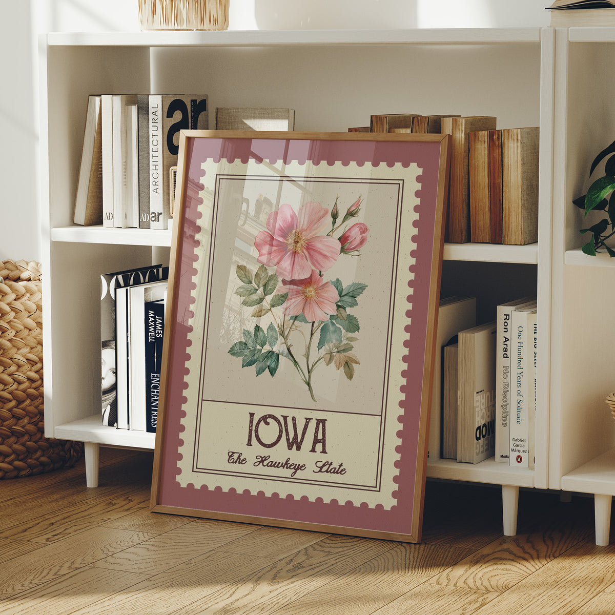 Iowa Wild Rose Watercolor Stamp