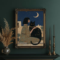 Moonlit Audience With Her Cat