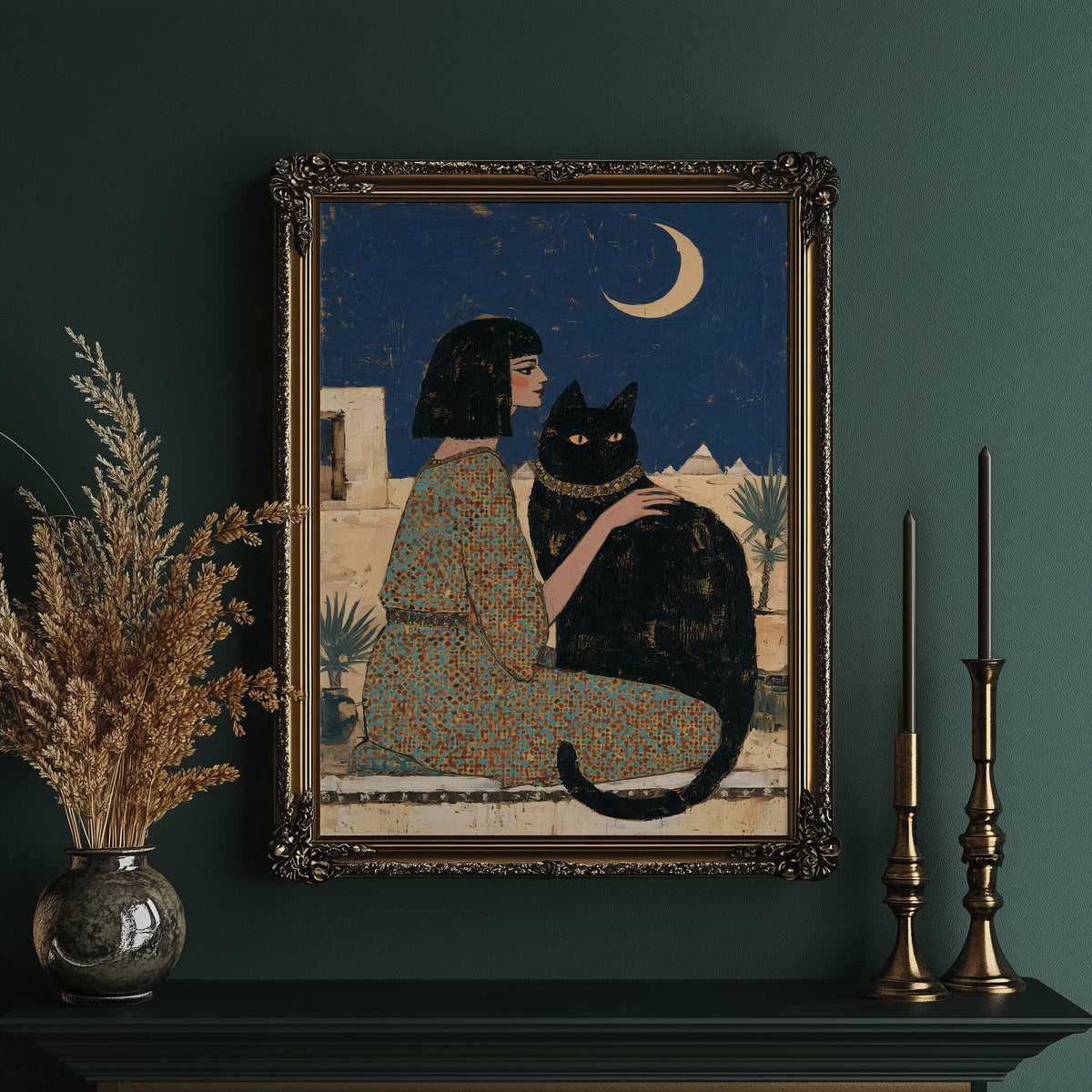 Moonlit Audience With Her Cat