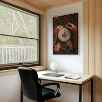 Sew Gourd, Sew Gourd, framed print on a white wall above a desk and black office chair