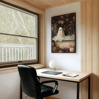 Boo ble Bath With A Side Of Judgment, framed print on a white wall above a desk and black office chair