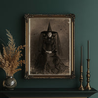 Formal Portrait, Informal Spiders, framed print on a white wall above a desk and black office chair