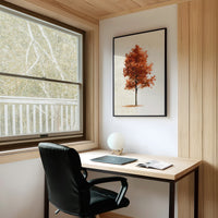 Solo Act, Standing Ovation, framed print on a white wall above a desk and black office chair