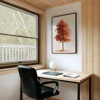 Shedding Season, No Apologies, framed print on a white wall above a desk and black office chair