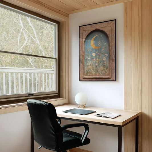 Crescent Over Quiet Blooms