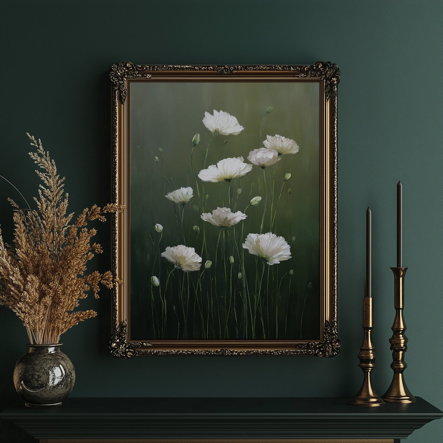 White Blooms in Quiet Green