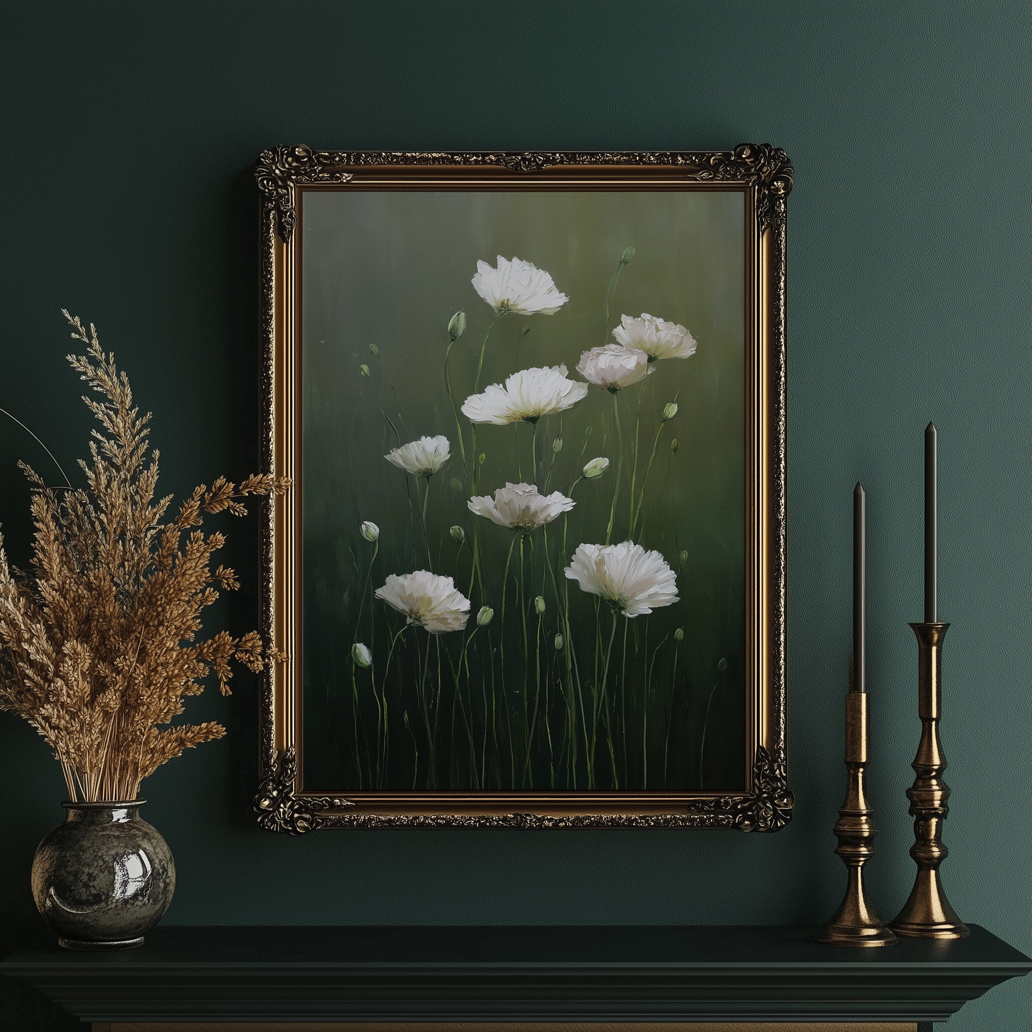 White Blooms in Quiet Green