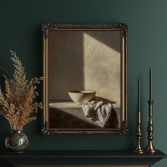 Sunlit Still Life with Ceramic Bowl