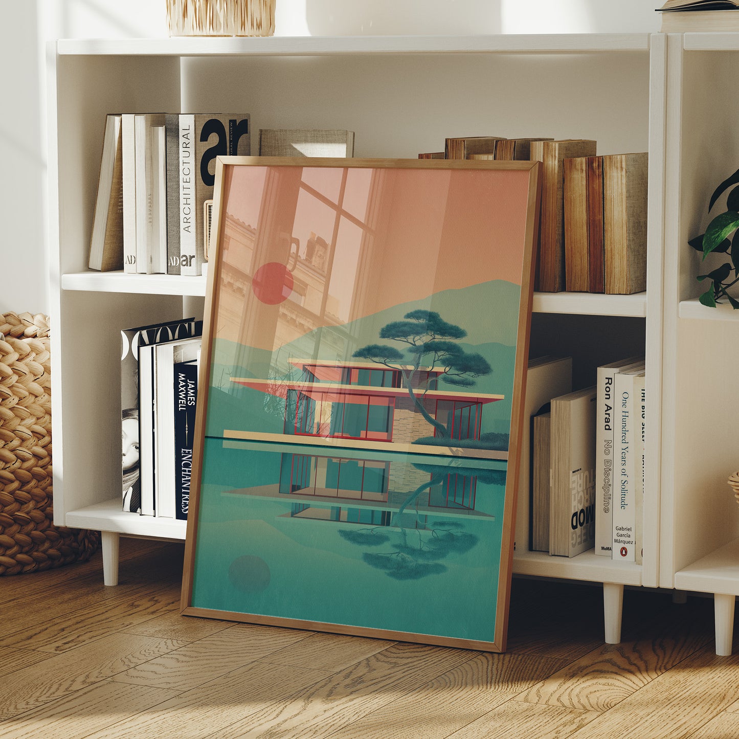 Mid Century Modern House at Sunset