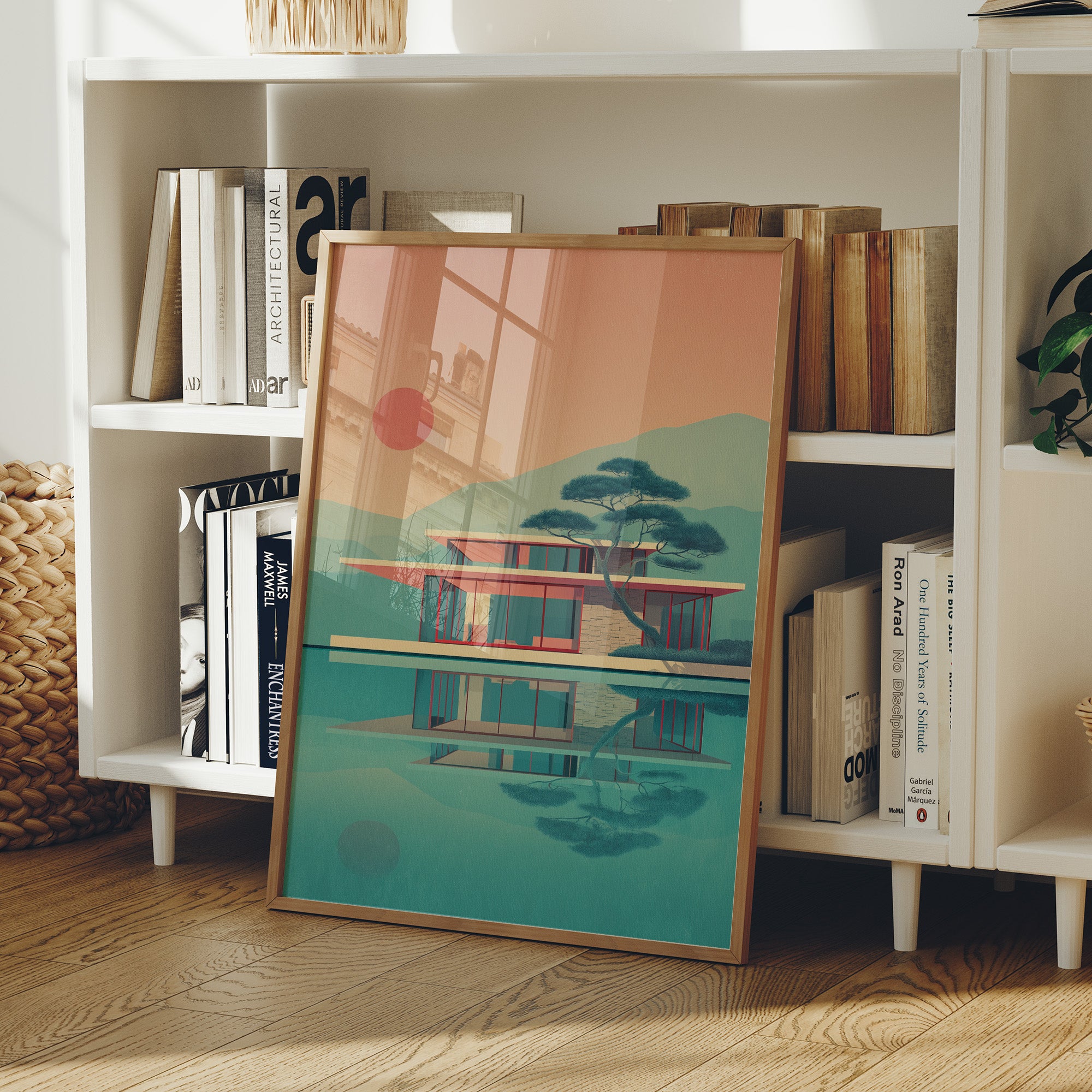 Mid Century Modern House at Sunset