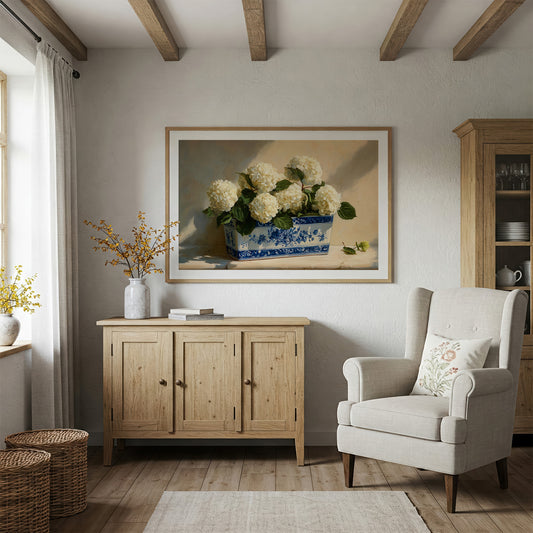 White Blooms in Blue Porcelain