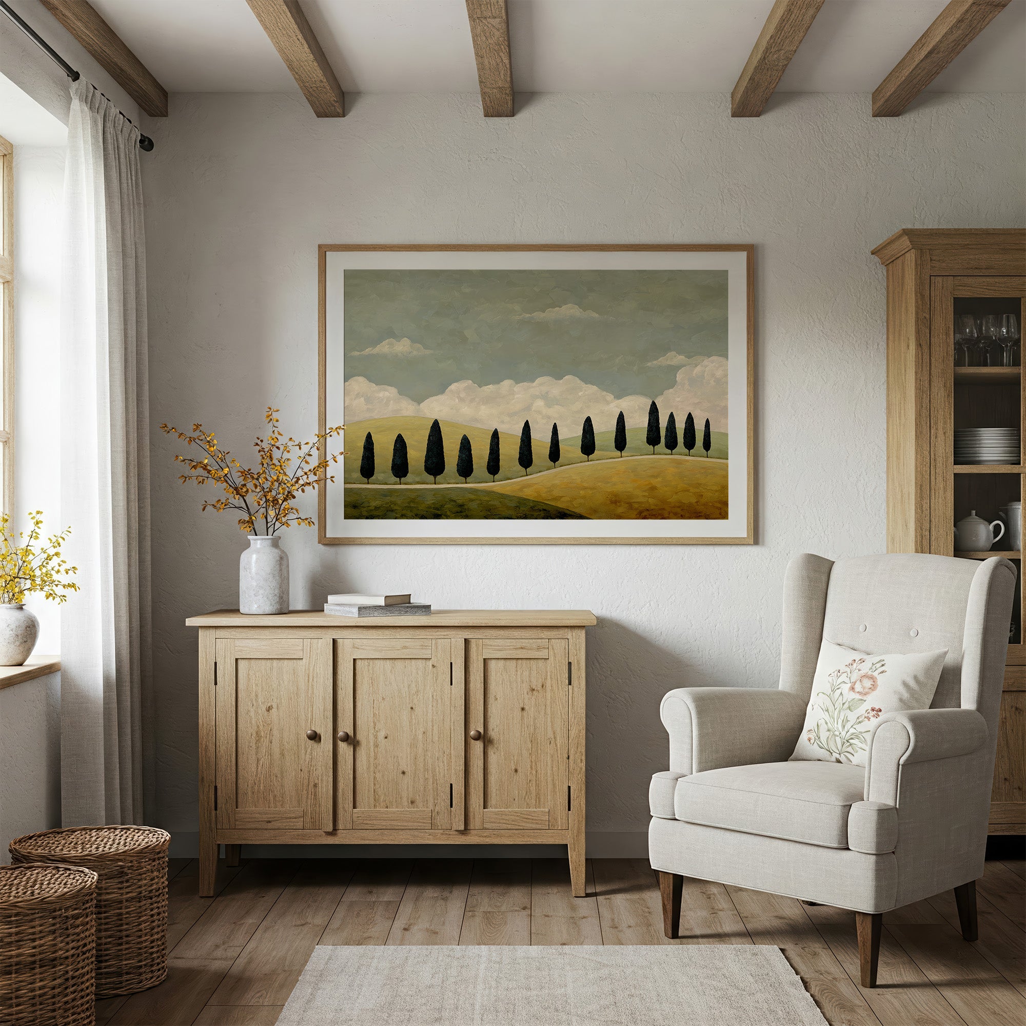 Cypress Line Across Quiet Hills