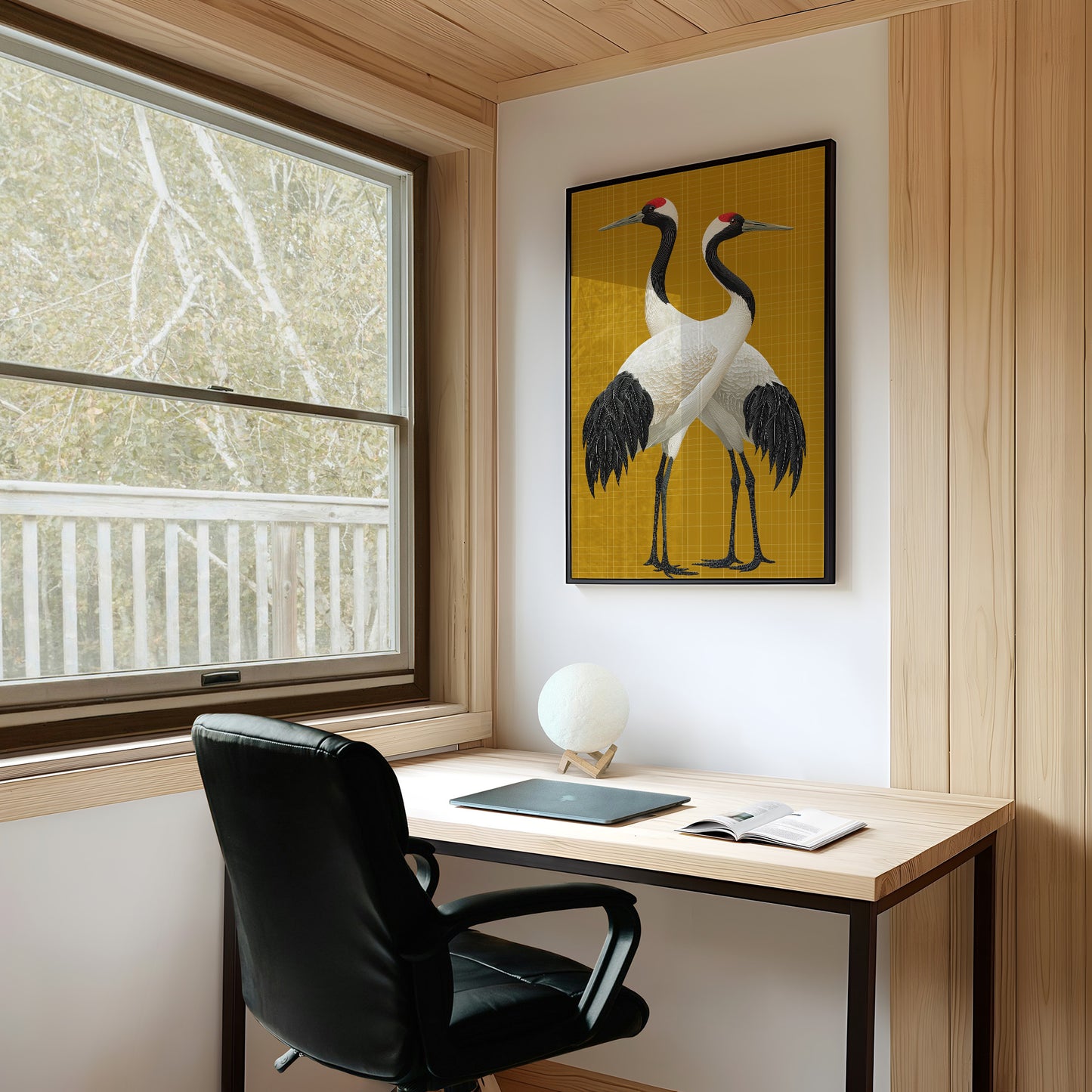 Twin Cranes on Golden Grid