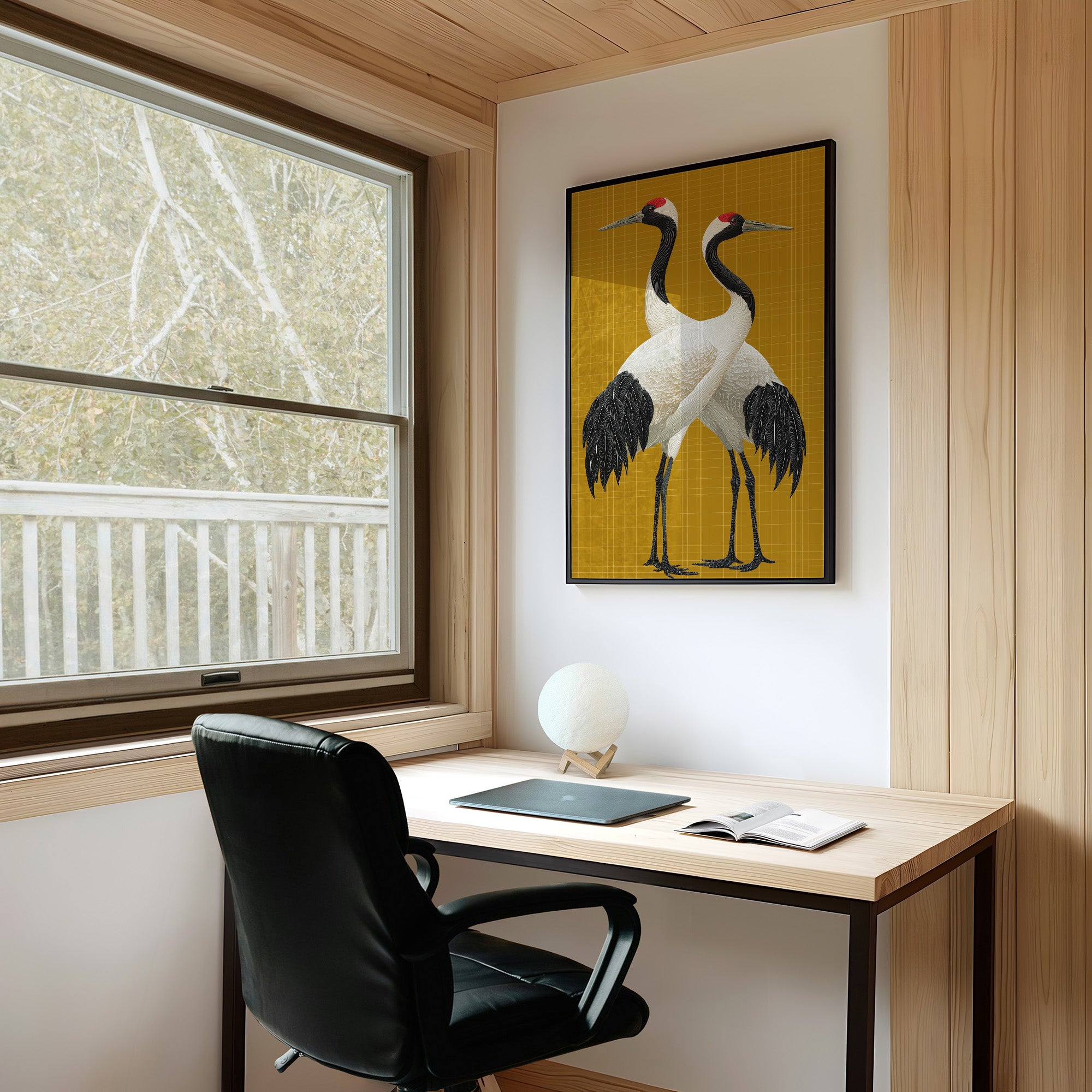Twin Cranes on Golden Grid