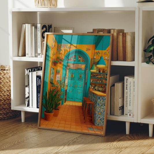 Turquoise Doorway in Sunlit Cantina