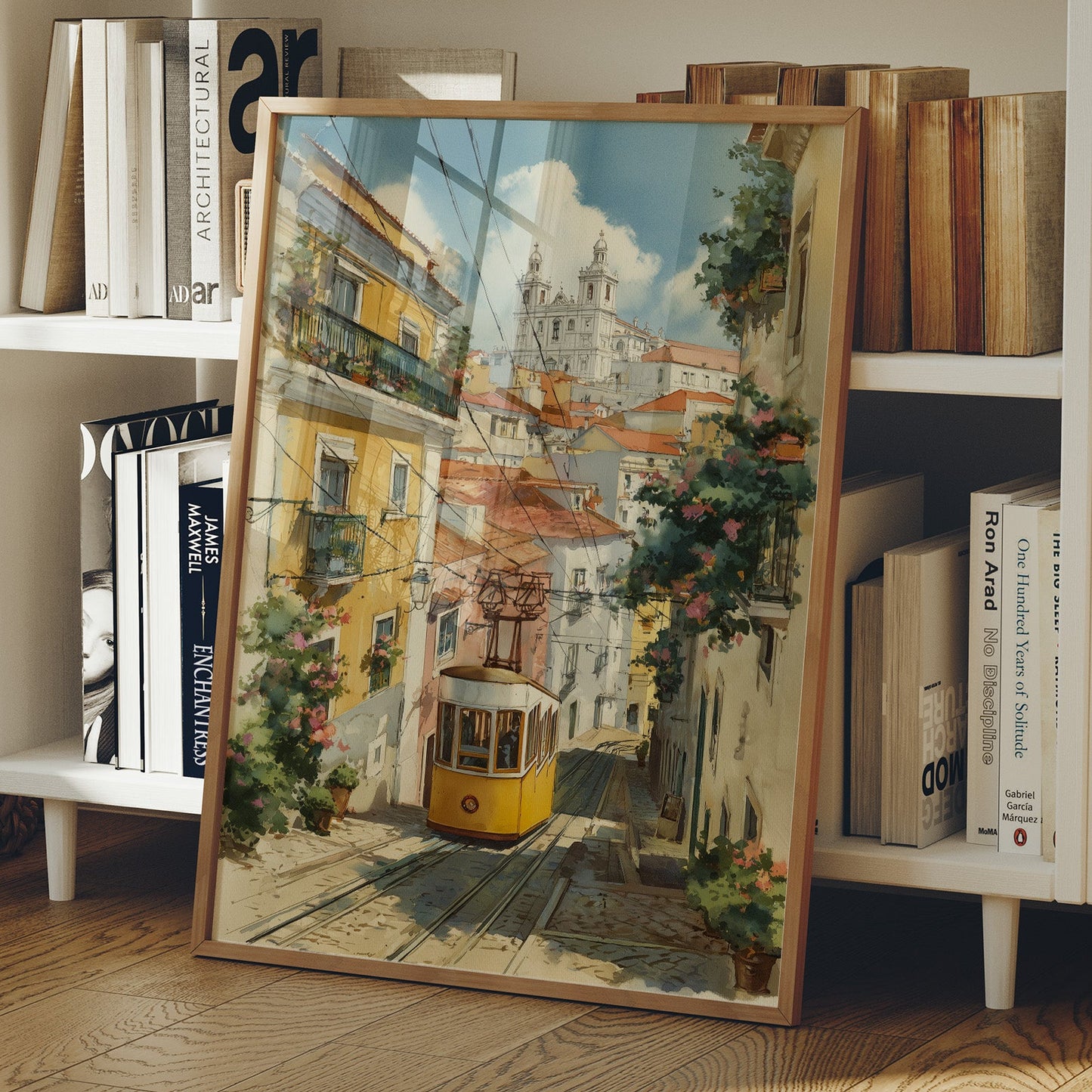 Golden Tram Through Lisbon Light