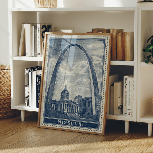 Missouri Arch Vintage Travel Stamp