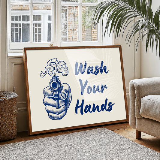 Wash Your Hands Vintage Bathroom Wall Art