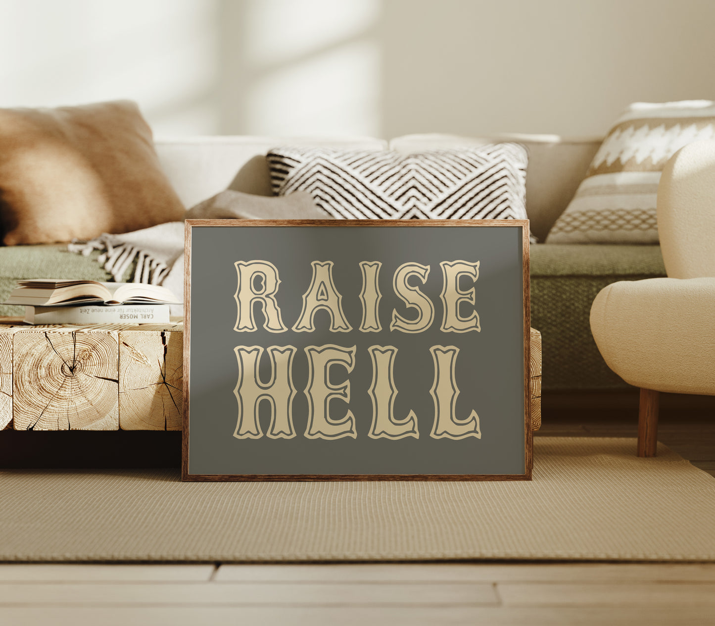 Raise Hell Western Typography Wall Art