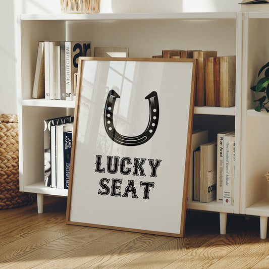 Lucky Seat Horseshoe Western Sign