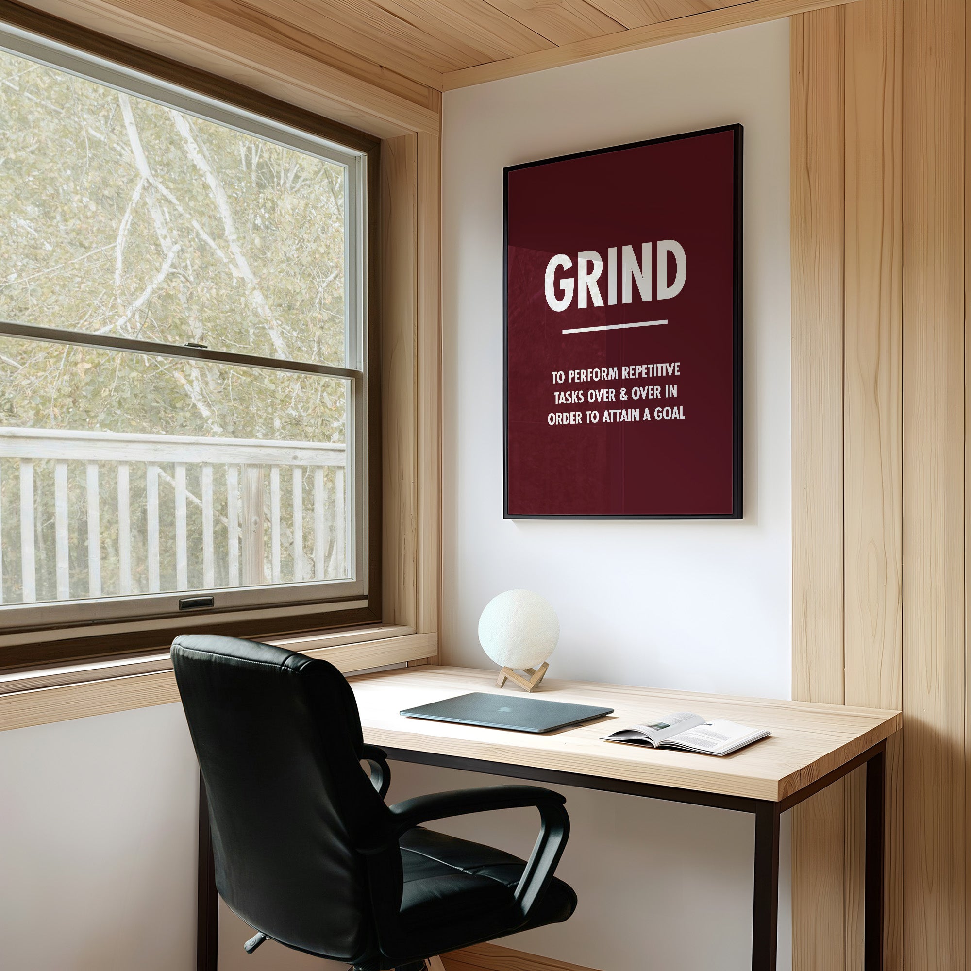 Grind Repetitive Tasks Goal Motivation Quote Print