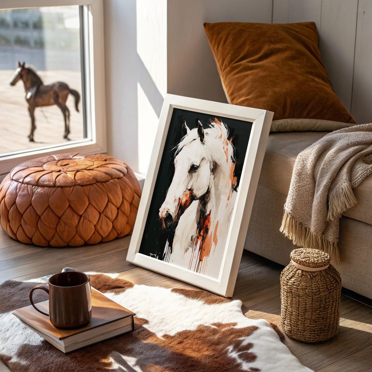White Stallion in Amber Light