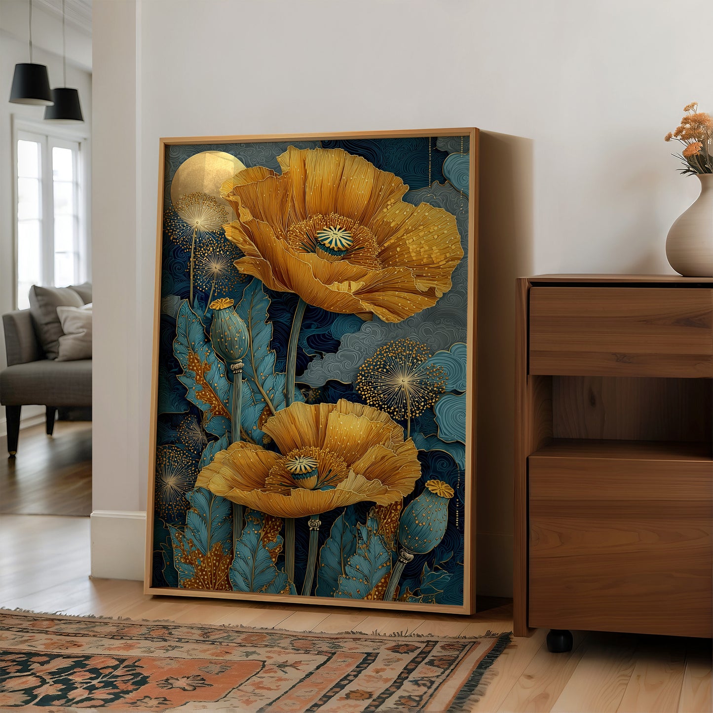 Gold Blooms Under a Quiet Moon