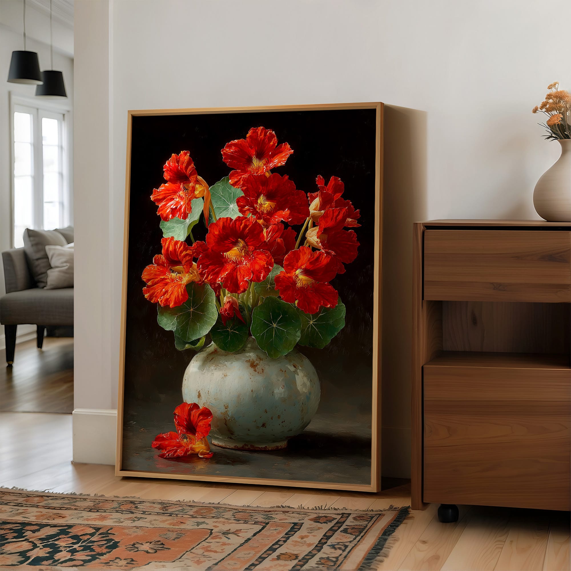 Nasturtiums in a Weathered Vessel