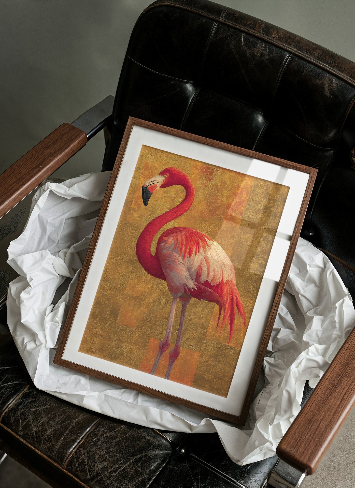 Flamingo in Gold Light