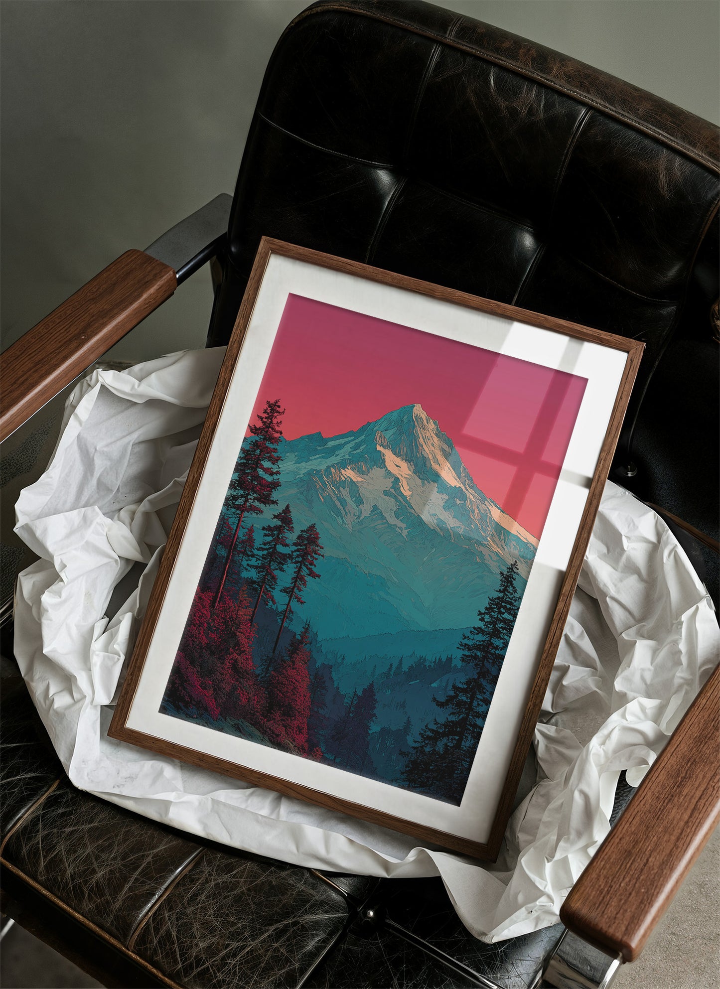 Crimson Sky Over Teal Peak