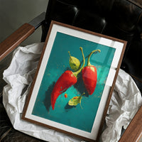 Two Chilies on Teal
