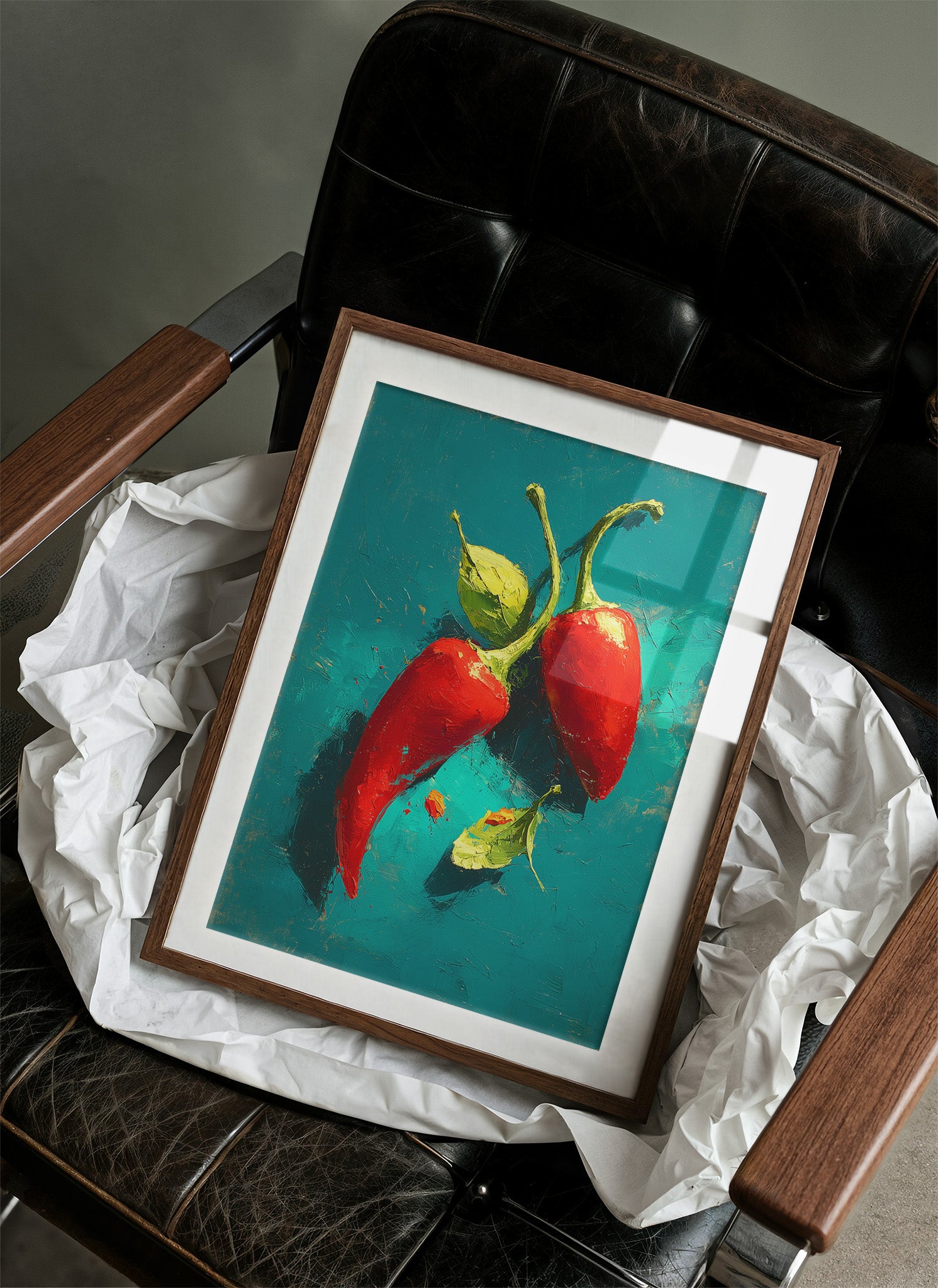 Two Chilies on Teal