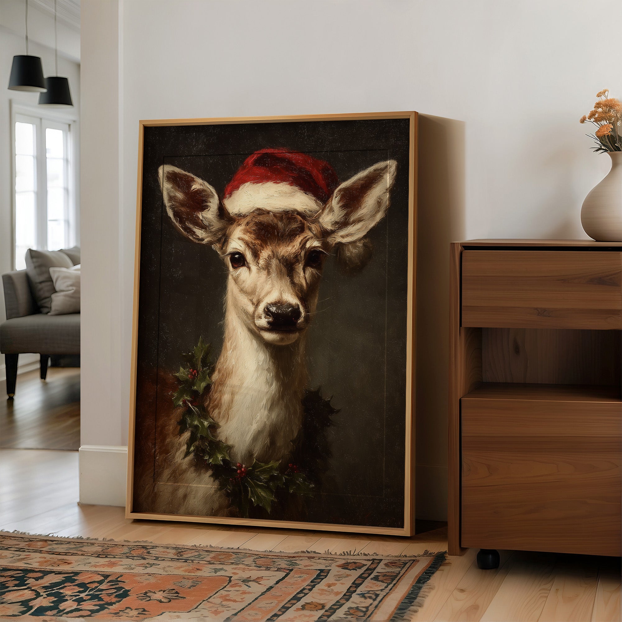 Fawn in a Santa Hat
