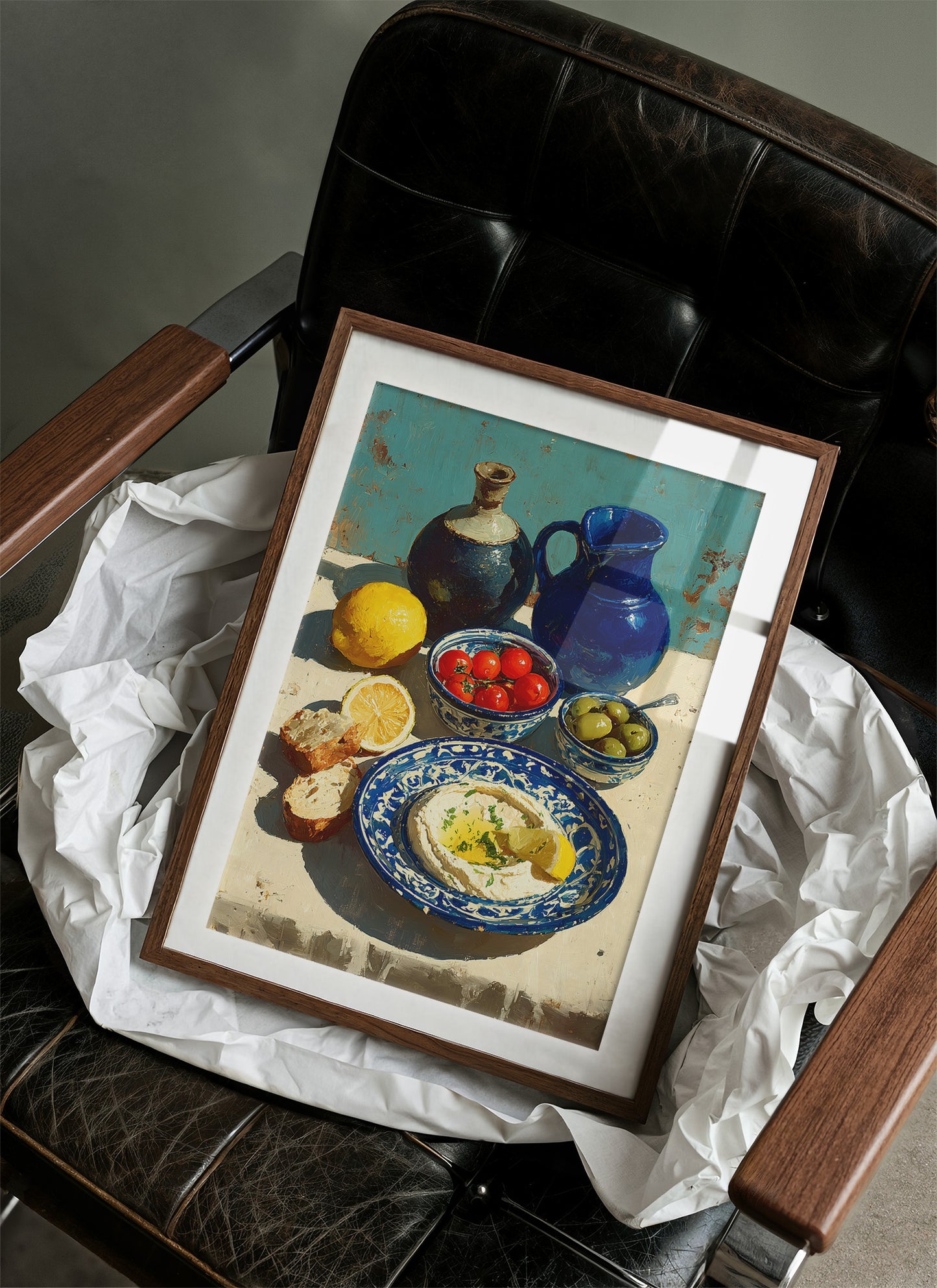 Hummus and Blue Pottery