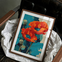 Poppies on Teal and Dust