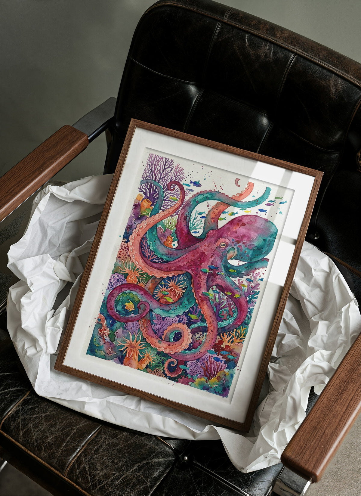 Reef Royalty: Watercolor Octopus Study