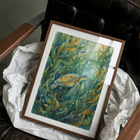 Kelp Forest Wanderer: Watercolor Sea Turtle