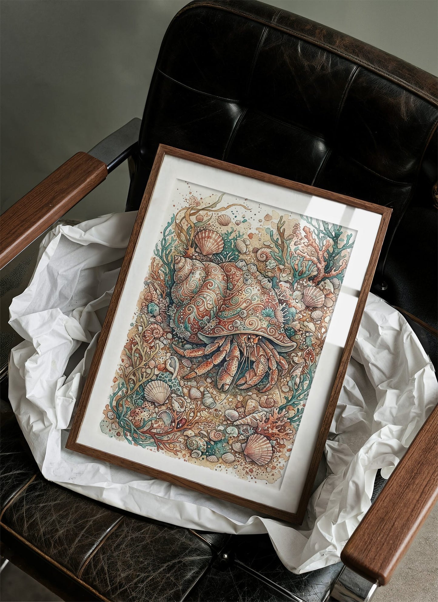 Borrowed Armor: Watercolor Hermit Crab Study