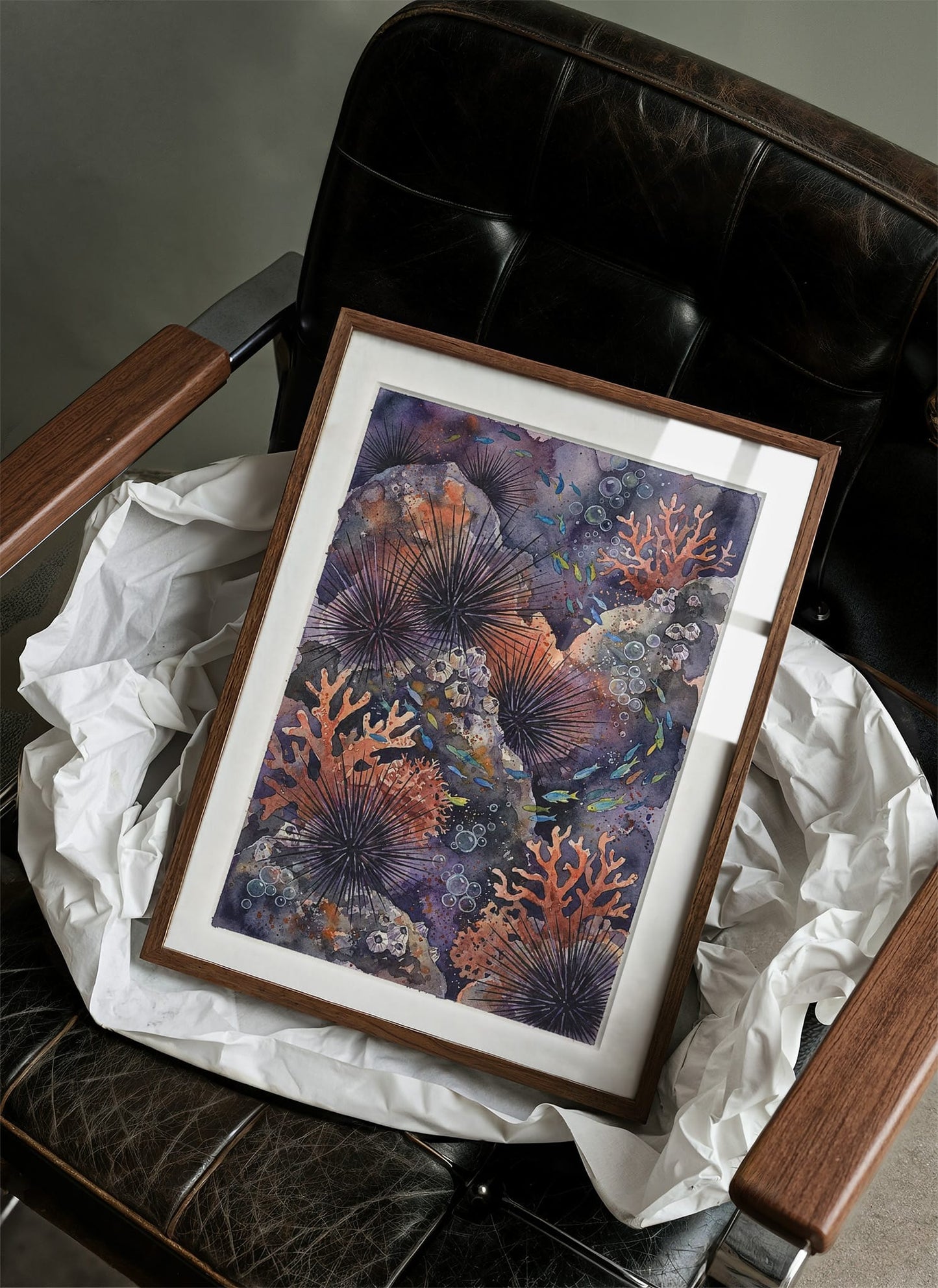 Spined Sentinels: Watercolor Sea Urchin Reef