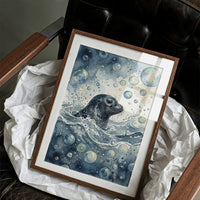 Surface Breath: Watercolor Harbor Seal Study