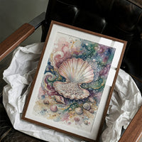 Pearl Cache: Watercolor Scallop Shell Study